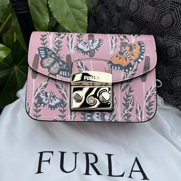 New FURLA METROPOLIS Mini Crossbody- Butterfly pink Made in Italy - Picture 2 of 7